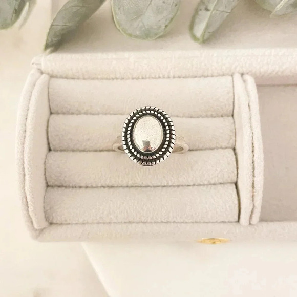 925 Sterling Silver Vintage Ring Thumb Ring Pinky Ring Oval Geometric Open Ring - Picture 5 of 9